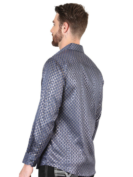 Men's Navy Printed Long Sleeve Western Shirt 'El Señor de los Cielos' 44551 - BELLEZA'S - Men's Navy Printed Long Sleeve Western Shirt 'El Señor de los Cielos' 44551 - Men's Shirt - 04455101