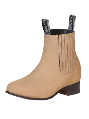 Men's Nubuck Leather Classic Charro Ankle Boots 'El Canelo' Beige Color 230 - BELLEZA'S - Men's Nubuck Leather Classic Charro Ankle Boots 'El Canelo' Beige Color 230 - Men's Ankle Boots - 00023001