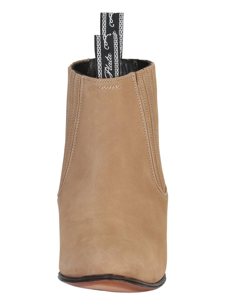 Men's Nubuck Leather Classic Charro Ankle Boots 'El Canelo' Beige Color 230 - BELLEZA'S - Men's Nubuck Leather Classic Charro Ankle Boots 'El Canelo' Beige Color 230 - Men's Ankle Boots - 00023001