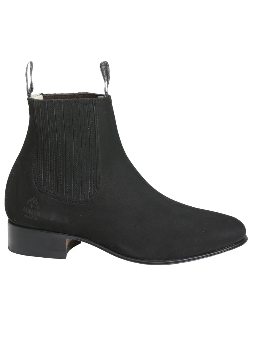 Men's Nubuck Leather Classic Charro Ankle Boots 'El Canelo' Black Color 3663 - BELLEZA'S - Men's Nubuck Leather Classic Charro Ankle Boots 'El Canelo' Black Color 3663 - Men's Ankle Boots - 3663 6