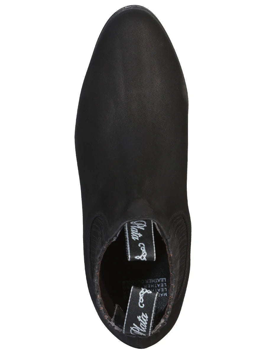 Men's Nubuck Leather Classic Charro Ankle Boots 'El Canelo' Black Color 3663 - BELLEZA'S - Men's Nubuck Leather Classic Charro Ankle Boots 'El Canelo' Black Color 3663 - Men's Ankle Boots - 3663 6