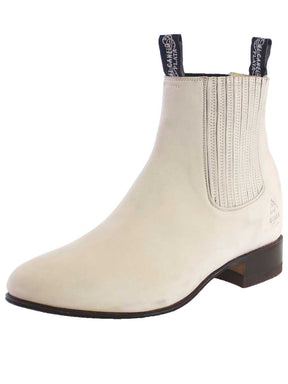 Men's Nubuck Leather Classic Charro Ankle Boots 'El Canelo' Natural Color Bone 229 - BELLEZA'S - Men's Nubuck Leather Classic Charro Ankle Boots 'El Canelo' Natural Color Bone 229 - Men's Ankle Boots - 00022901
