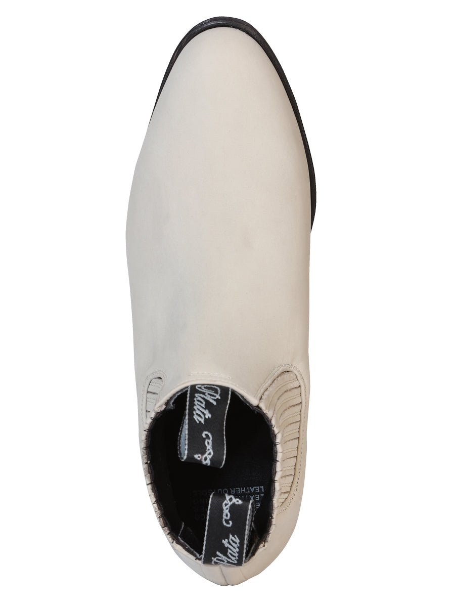 Men's Nubuck Leather Classic Charro Ankle Boots 'El Canelo' Natural Color Bone 229 - BELLEZA'S - Men's Nubuck Leather Classic Charro Ankle Boots 'El Canelo' Natural Color Bone 229 - Men's Ankle Boots - 00022901