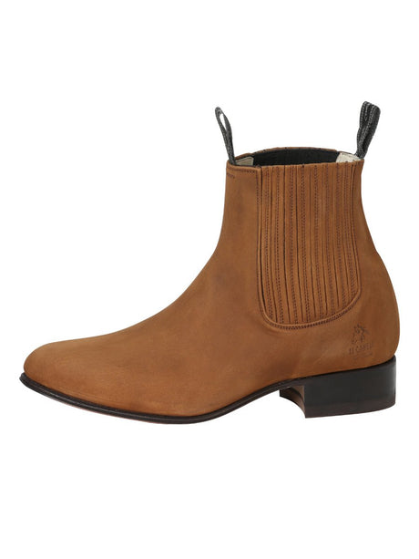 Men's Nubuck Leather Classic Charro Ankle Boots 'El Canelo' Taupe Color 231 - BELLEZA'S - Men's Nubuck Leather Classic Charro Ankle Boots 'El Canelo' Taupe Color 231 - Men's Ankle Boots - 00023101