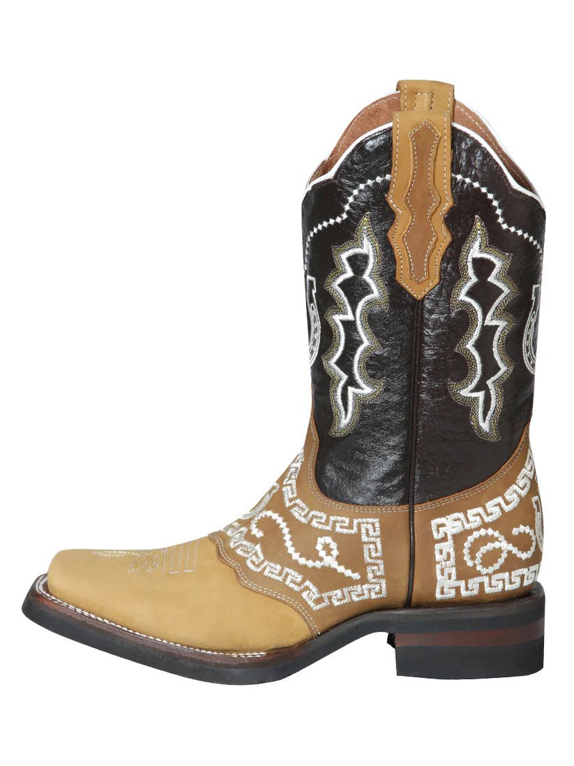 Men's Nubuck Leather Embroidered Saddle Western Cowboy Boots 'El General' 51111 - BELLEZA'S - Men's Nubuck Leather Embroidered Saddle Western Cowboy Boots 'El General' 51111 - Men's Boot - 51111 6