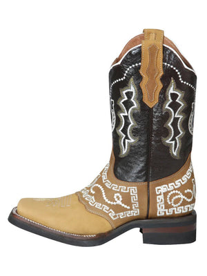 Men's Nubuck Leather Embroidered Saddle Western Cowboy Boots 'El General' 51111 - BELLEZA'S - Men's Nubuck Leather Embroidered Saddle Western Cowboy Boots 'El General' 51111 - Men's Boot - 51111 6
