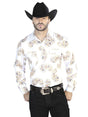 Men's Off White/Gold Print Long Sleeve Snap Western Shirt 'El Señor de los Cielos' 44064 - BELLEZA'S - Men's Off White/Gold Print Long Sleeve Snap Western Shirt 'El Señor de los Cielos' 44064 - Men's Shirt - 04406401