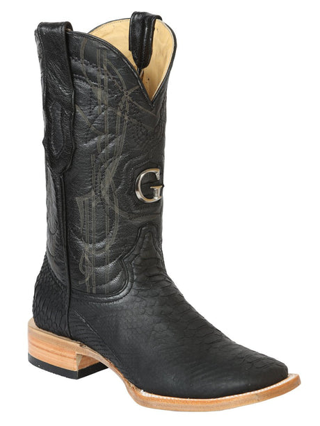 Men's Original Leather Ostrich Leg Exotic Cowboy Boots 'El General' Black 45503 - BELLEZA'S - Men's Original Leather Ostrich Leg Exotic Cowboy Boots 'El General' Black 45503 - Men's Boot - 04550301