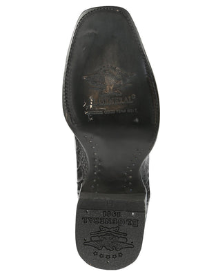 Men's Original Leather Ostrich Leg Exotic Cowboy Boots 'El General' Black 45510 - BELLEZA'S - Men's Original Leather Ostrich Leg Exotic Cowboy Boots 'El General' Black 45510 - Men's Boot - 04551001