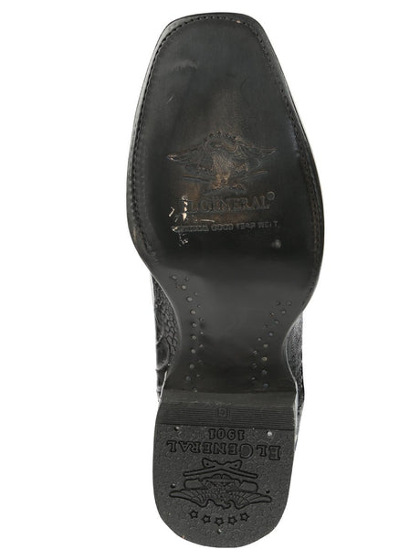 Men's Original Leather Ostrich Leg Exotic Cowboy Boots 'El General' Black 45510 - BELLEZA'S - Men's Original Leather Ostrich Leg Exotic Cowboy Boots 'El General' Black 45510 - Men's Boot - 04551001