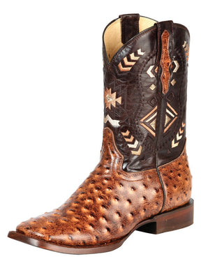 Men's Ostrich Print Cow Leather Western Cowboy Rodeo Boots 'El General' 51239 - BELLEZA'S - Men's Ostrich Print Cow Leather Western Cowboy Rodeo Boots 'El General' 51239 - Men's Boot - 05123901