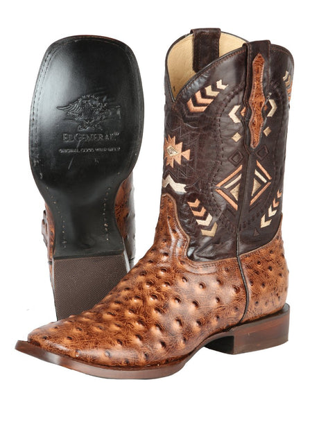Men's Ostrich Print Cow Leather Western Cowboy Rodeo Boots 'El General' 51239 - BELLEZA'S - Men's Ostrich Print Cow Leather Western Cowboy Rodeo Boots 'El General' 51239 - Men's Boot - 05123901