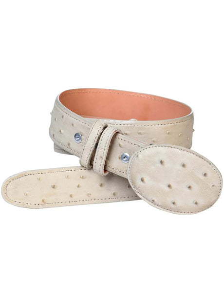 Men's Ostrich Print Imit. Cowboy Belt with Oval Buckle 1 1/2 Width 'El Señor de los Cielos' 700 - BELLEZA'S - Men's Ostrich Print Imit. Cowboy Belt with Oval Buckle 1 1/2 Width 'El Señor de los Cielos' 700 - Men's Belts - 00070001