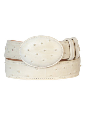 Men's Ostrich Print Imit. Cowboy Belt with Oval Buckle 1 1/2 Width 'El Señor de los Cielos' 700 - BELLEZA'S - Men's Ostrich Print Imit. Cowboy Belt with Oval Buckle 1 1/2 Width 'El Señor de los Cielos' 700 - Men's Belts - 00070001