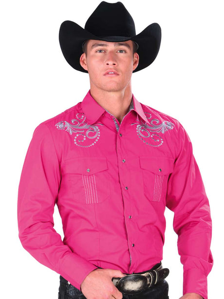 Men's Pink Long Sleeve Casual Shirt 'El General' 32830 - BELLEZA'S - Men's Pink Long Sleeve Casual Shirt 'El General' 32830 - Mens Shirt - 32830 S