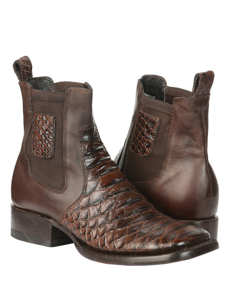 Men's Python Imitation Genuine Leather Sole Western Ankle Boots 'El General' 45094 - BELLEZA'S - Men's Python Imitation Genuine Leather Sole Western Ankle Boots 'El General' 45094 - Men's Ankle Boots - 04509401