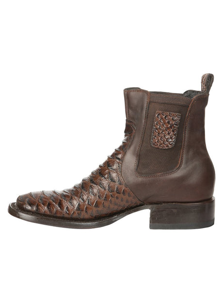 Men's Python Imitation Genuine Leather Sole Western Ankle Boots 'El General' 45094 - BELLEZA'S - Men's Python Imitation Genuine Leather Sole Western Ankle Boots 'El General' 45094 - Men's Ankle Boots - 04509401