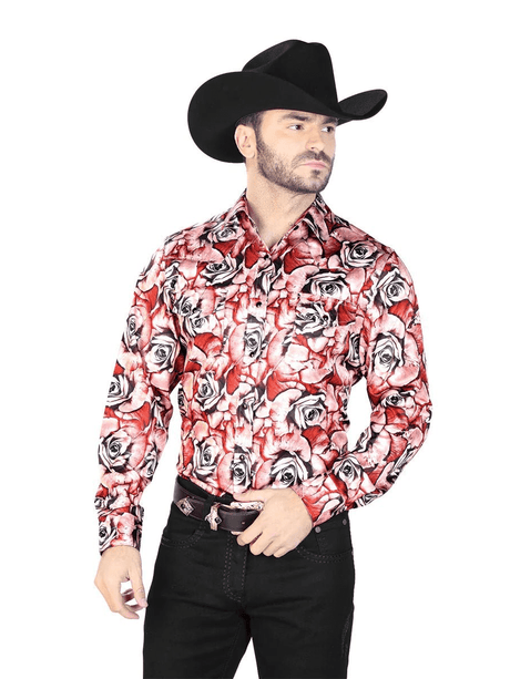 Men's Red Roses Casual Shirt 'El Señor de los Cielos' Red Color 44068 - BELLEZA'S - Men's Red Roses Casual Shirt 'El Señor de los Cielos' Red Color 44068 - Mens Shirt - 44068 S