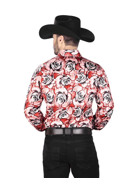 Men's Red Roses Casual Shirt 'El Señor de los Cielos' Red Color 44068 - BELLEZA'S - Men's Red Roses Casual Shirt 'El Señor de los Cielos' Red Color 44068 - Mens Shirt - 44068 S