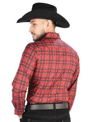 Men's Red/Black Printed Long Sleeve Western Shirt 'El Señor de los Cielos' 44705 - BELLEZA'S - Men's Red/Black Printed Long Sleeve Western Shirt 'El Señor de los Cielos' 44705 - Men's Shirt - 04470501