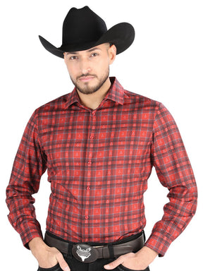 Men's Red/Black Printed Long Sleeve Western Shirt 'El Señor de los Cielos' 44705 - BELLEZA'S - Men's Red/Black Printed Long Sleeve Western Shirt 'El Señor de los Cielos' 44705 - Men's Shirt - 04470501