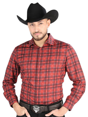 Men's Red/Black Printed Long Sleeve Western Shirt 'El Señor de los Cielos' 44705 - BELLEZA'S - Men's Red/Black Printed Long Sleeve Western Shirt 'El Señor de los Cielos' 44705 - Men's Shirt - 04470501