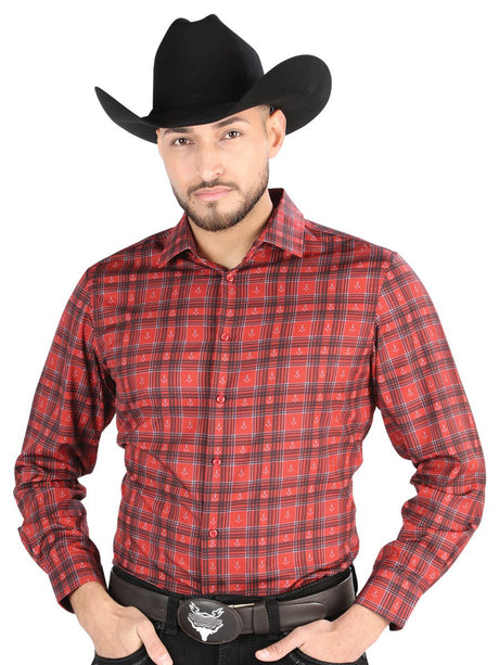 Men's Red/Black Printed Long Sleeve Western Shirt 'El Señor de los Cielos' 44705 - BELLEZA'S - Men's Red/Black Printed Long Sleeve Western Shirt 'El Señor de los Cielos' 44705 - Men's Shirt - 04470501