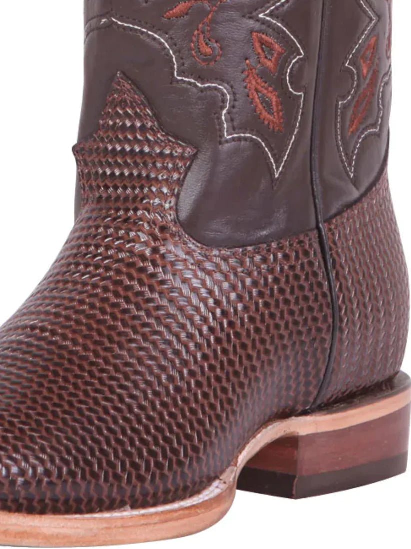 Men's Rodeo Boots Embossed Woven Leather 'El General' *CIGAR-41791* - BELLEZA'S - Men's Rodeo Boots Embossed Woven Leather 'El General' *CIGAR-41791* - Botas Para Hombres - 41791 6