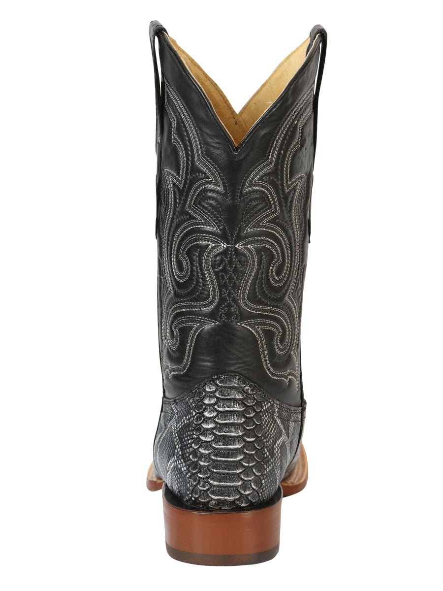 Men’s Rodeo Cowboy Boots Leather Python Imitation El General Color Gray 45432 - BELLEZA'S - Men’s Rodeo Cowboy Boots Leather Python Imitation El General Color Gray 45432 - Men's Boot - 04543201
