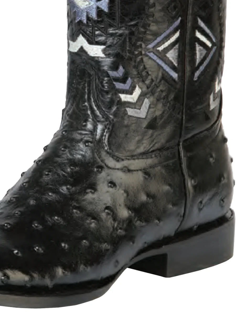 Men's Rodeo Ostrich Print Cow Leather Western Cowboy Boots 'El General' 51240 - BELLEZA'S - Men's Rodeo Ostrich Print Cow Leather Western Cowboy Boots 'El General' 51240 - Men's Boot - 05124001