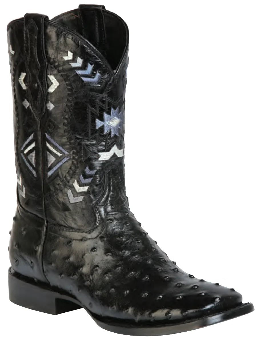 Men's Rodeo Ostrich Print Cow Leather Western Cowboy Boots 'El General' 51240 - BELLEZA'S - Men's Rodeo Ostrich Print Cow Leather Western Cowboy Boots 'El General' 51240 - Men's Boot - 05124001