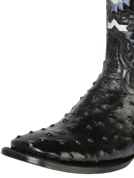 Men's Rodeo Ostrich Print Cow Leather Western Cowboy Boots 'El General' 51240 - BELLEZA'S - Men's Rodeo Ostrich Print Cow Leather Western Cowboy Boots 'El General' 51240 - Men's Boot - 05124001