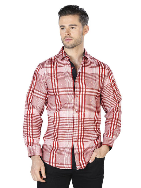 Men's Shredded Red Printed Long Sleeve Western Shirt 'El Señor de los Cielos' 44015 - BELLEZA'S - Men's Shredded Red Printed Long Sleeve Western Shirt 'El Señor de los Cielos' 44015 - Mens Shirt - 04401501