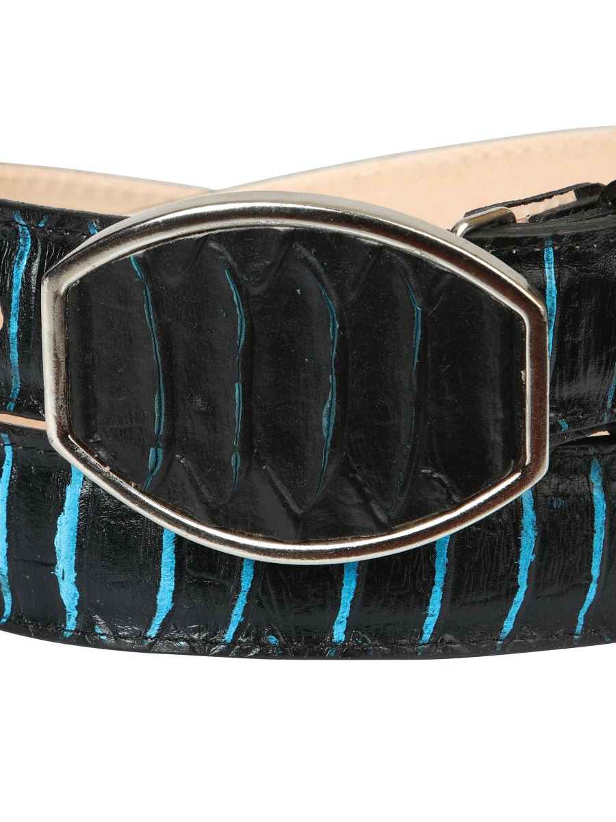 Men’s Western Belt El General Imitation Python - Black/Blue 45572 - BELLEZA'S - Men’s Western Belt El General Imitation Python - Black/Blue 45572 - CABALLERO - 04557201