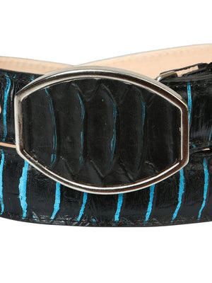 Men’s Western Belt El General Imitation Python - Black/Blue 45572 - BELLEZA'S - Men’s Western Belt El General Imitation Python - Black/Blue 45572 - CABALLERO - 04557201