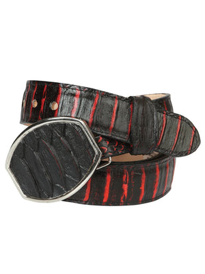 Men’s Western Belt El General Imitation Python - Black/Red 45573 - BELLEZA'S - Men’s Western Belt El General Imitation Python - Black/Red 45573 - CABALLERO - 04557301