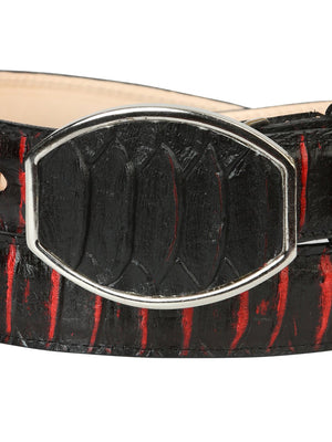 Men’s Western Belt El General Imitation Python - Black/Red 45573 - BELLEZA'S - Men’s Western Belt El General Imitation Python - Black/Red 45573 - CABALLERO - 04557301