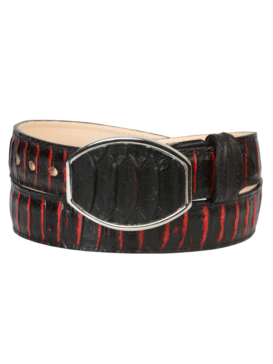 Men’s Western Belt El General Imitation Python - Black/Red 45573 - BELLEZA'S - Men’s Western Belt El General Imitation Python - Black/Red 45573 - CABALLERO - 04557301