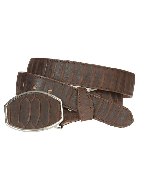 Men’s Western Belt El General Imitation Python - Brown 45570 - BELLEZA'S - Men’s Western Belt El General Imitation Python - Brown 45570 - CABALLERO - 04557001