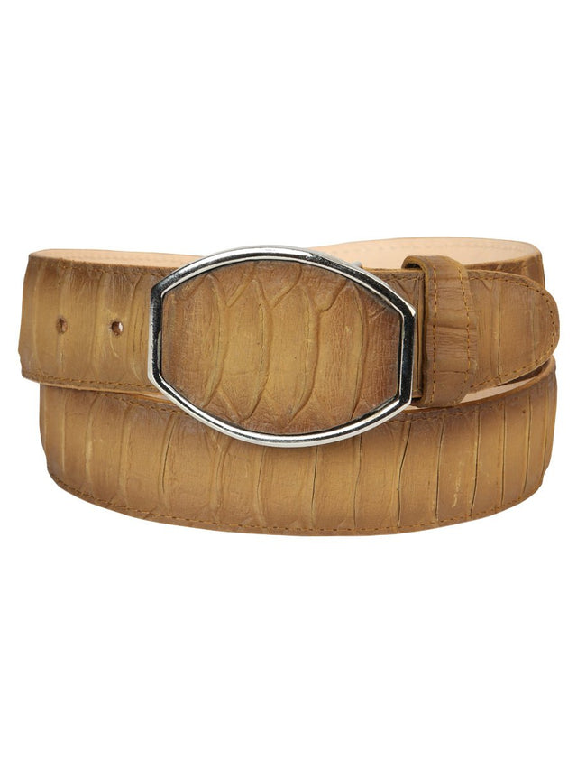 Men’s Western Belt El General Imitation Python - Honey 45571 - BELLEZA'S - Men’s Western Belt El General Imitation Python - Honey 45571 - CABALLERO - 04557101