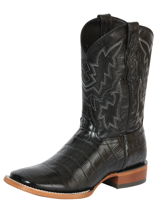 Men’s Western Boot Print Caiman Belly 100 Años - Black 43633 - BELLEZA'S - Men’s Western Boot Print Caiman Belly 100 Años - Black 43633 - CABALLERO - 04363301