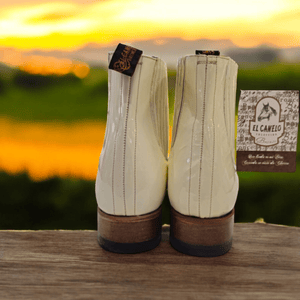 Men's White Classic Patent Leather Charro Ankle Boots 'El Canelo' 41264 - BELLEZA'S - Men's White Classic Patent Leather Charro Ankle Boots 'El Canelo' 41264 - Men's Ankle Boots - 41264 8