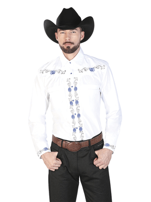 Men's White Embroidered Long Sleeve Western Shirt 'El Señor de los Cielos' 42938 - BELLEZA'S - Men's White Embroidered Long Sleeve Western Shirt 'El Señor de los Cielos' 42938 - Mens Shirt - 42938 S