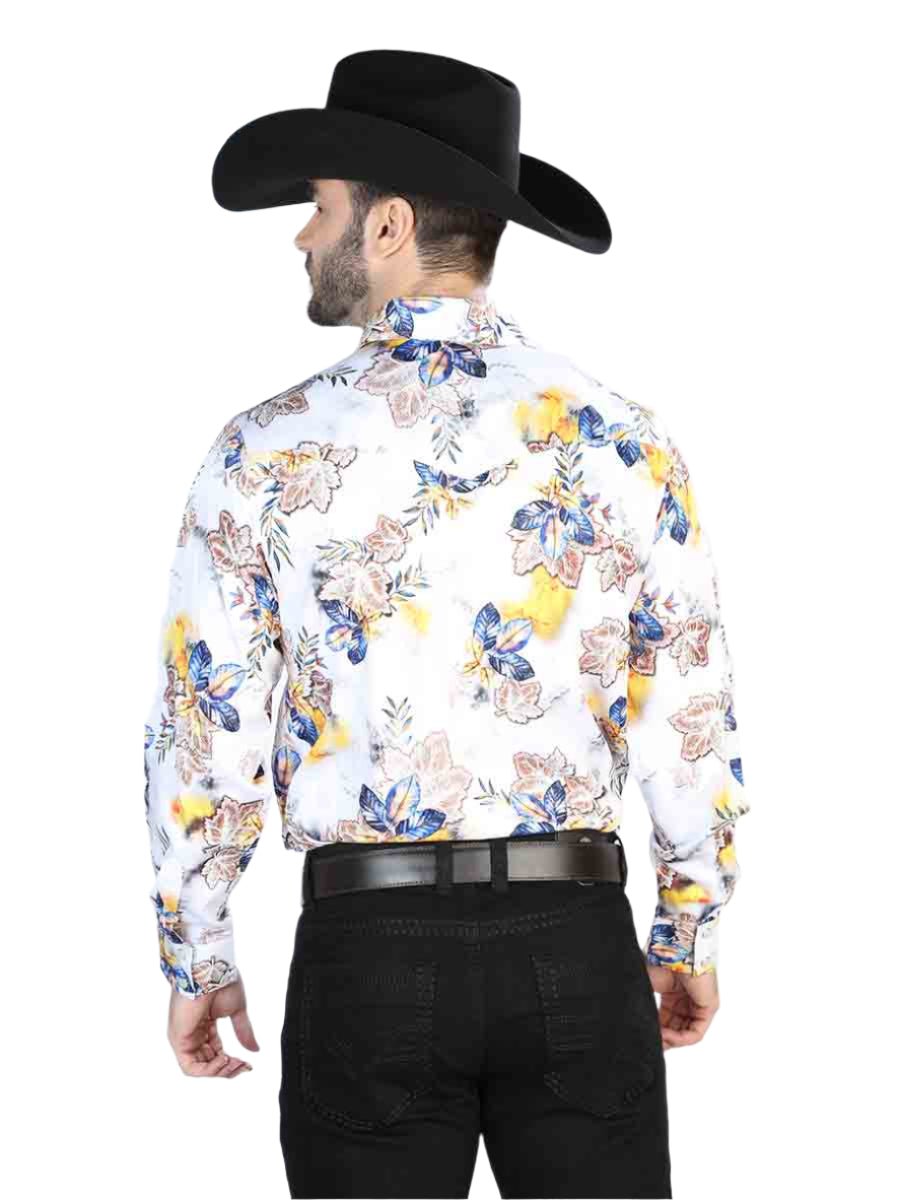 Men's White Floral Print Casual Long Sleeve Snap Western Shirt 'El Señor de los Cielos' 44097 - BELLEZA'S - Men's White Floral Print Casual Long Sleeve Snap Western Shirt 'El Señor de los Cielos' 44097 - Men's Shirt - 04409701