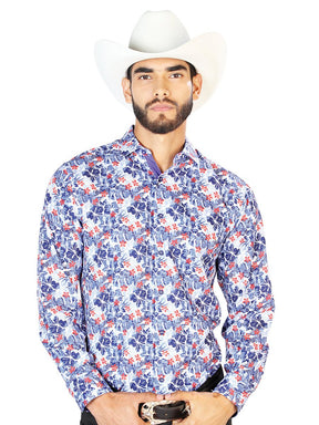 Men's White Floral Print Long Sleeve Western Shirt 'El Señor de los Cielos' 126278 - BELLEZA'S - Men's White Floral Print Long Sleeve Western Shirt 'El Señor de los Cielos' 126278 - Mens Shirt - 12627801