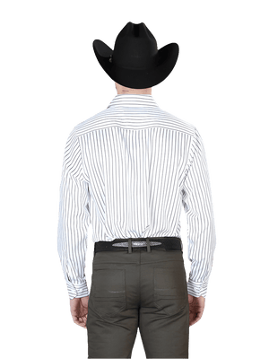 Men's White Stripes Print Long Sleeve Western Shirt 'El Señor de los Cielos' 43936 - BELLEZA'S - Men's White Stripes Print Long Sleeve Western Shirt 'El Señor de los Cielos' 43936 - Mens Shirt - 43926 S