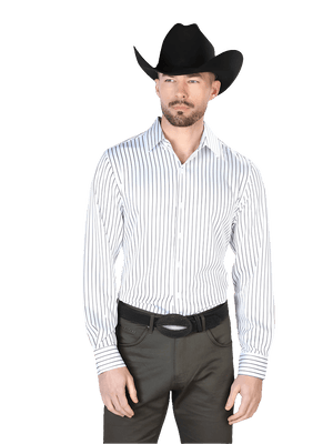 Men's White Stripes Print Long Sleeve Western Shirt 'El Señor de los Cielos' 43936 - BELLEZA'S - Men's White Stripes Print Long Sleeve Western Shirt 'El Señor de los Cielos' 43936 - Mens Shirt - 43926 S