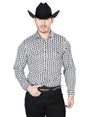 Men's White/Black Printed Long Sleeve Western Shirt 'El Señor de los Cielos' 43938 - BELLEZA'S - Men's White/Black Printed Long Sleeve Western Shirt 'El Señor de los Cielos' 43938 - Men's Shirt - 04393801