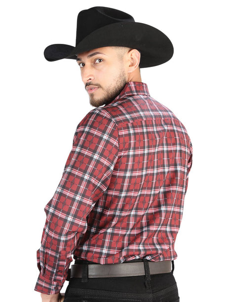 Men's Wine Printed Long Sleeve Western Shirt 'El Señor de los Cielos' 44710 - BELLEZA'S - Men's Wine Printed Long Sleeve Western Shirt 'El Señor de los Cielos' 44710 - Men's Shirt - 04471001