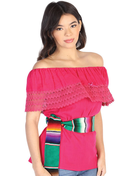 Mexican Artisanal Blouse 50% Cotton, %50 Polyester Fuchsia 602489 - BELLEZA'S - Mexican Artisanal Blouse 50% Cotton, %50 Polyester Fuchsia 602489 - DAMA - 60248901
